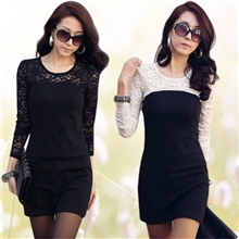 2013秋装新款女装甜美韩版修身打底裙蕾丝春款连衣裙长袖1073