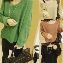 新款秋装圆领宽松蝙蝠长袖套头毛衣针织衫打底衫外套1070