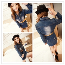2013新款水洗破洞修身长袖牛仔连衣裙牛仔衣女1078