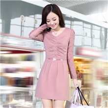 13韩版高档秋冬款连衣裙中腰修身显瘦长袖女裙精品女装厂家直销