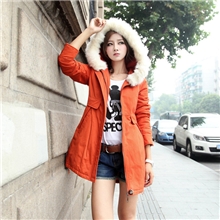 2013冬装新款女装韩版修身中长款女棉衣连帽大毛领外套批发