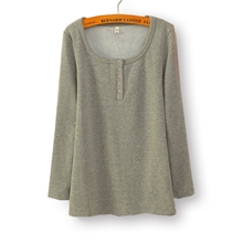 T157外贸原单简约百搭加厚长绒毛长袖T恤保暖衣打底衫5色