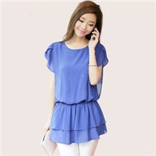 2013夏装新款女装上衣韩版通勤荷叶短袖雪纺衫女小衫大码