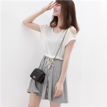 天天特批2013夏装新款简约运动休闲显瘦罩衫两件套露肩连衣裙