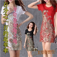 清仓大码中国风夏季新款女装针织OL通勒连衣裙刺绣装返单100%