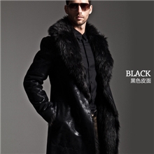 2013强推双面穿男士修身长款环保皮草大衣超厚秋冬外套特批现货