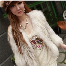 韩国仿貉子狐狸毛领灰女装皮草外套大衣秋冬新款2013特价