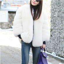 2013冬季新款进口奢华狐狸毛皮草外套整皮中长款女式保暖大衣特价