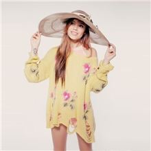 （6色现货）1224微博秀墙破洞蔷薇玫瑰套头撕毁毛衣