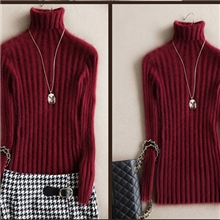 欧洲站貂绒衫纯色毛衣高领紧身中长款打底衫可供淘宝一件代发