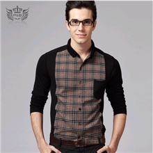 2013新款格鲁斯男士衬衫长袖全棉格子衬衫韩版英伦风衬衫Y1349