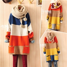 新款秋冬装全民疯抢宽条纹厚款宽松慵懒蝙蝠袖毛衣日系女