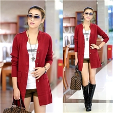 【抄底价】韩版女式中长款毛衣开衫方形口袋针织衫外套羊毛衫批发