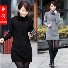 2013版新款服装长款修身长袖套头沟边花毛衣针织衫羊毛衫