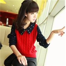 2013秋冬女装针织衫外套女娃娃领波点麻花复古毛衫套头毛衣批发