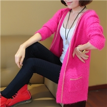 2013秋冬新款时尚女装马海毛厚毛衣针织衫中长款开衫厂家批发