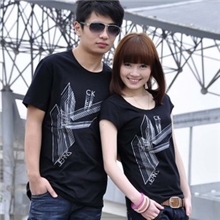 情侣装夏装新款2013韩版CK情侣装短袖T恤班服大码个性女装情侣