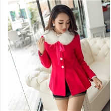 2013冬装新款毛呢大衣韩版女装气质修身毛领毛呢大衣外套