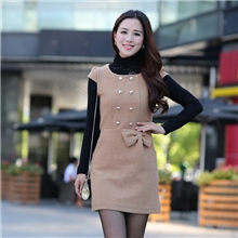 2013新款秋装连衣裙韩版修身大码背心毛呢连衣裙