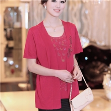 支持小额批发供应2013夏装新款女式T恤妈妈装假两件短袖夏装