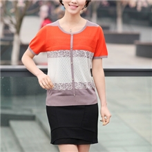 【夏季爆款】供应2013女士夏装短袖t恤圆领针织条纹短袖针织t恤