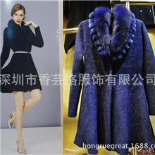 高档皮草女装水貂绒外套修身收腰中长款大衣貂毛针织裙欧美风