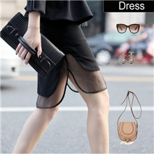 Q&Y厂家直销2013女装新款欧美风透明克根纱假两件半身裙中裙