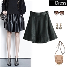 厂家直销--英国原单哑光水洗皮立体太阳裙百褶蓬蓬半身裙裙批发
