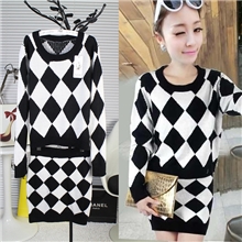 6232#韩版新款毛衣套裙时尚包臀裙两件套针织衫毛衣套装潮女休闲