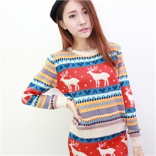 韩版新款女装小鹿可爱两件套毛衣裙半身包臀裙毛衣套装