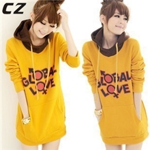 现货6001#秋冬装新款韩版女装新款连帽中长款字母加厚外套卫衣女