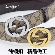古馳皮带双G字母纯铜扣韩版潮款百搭男式女士通用款真牛皮腰裤带