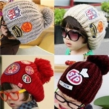 韩国最IN贴标毛线帽亲子帽儿童帽子_MZ0138