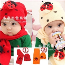 MZ0179瓢虫/甲壳虫帽帽子围巾两件套