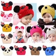 毛线帽爆款熊猫造型帽儿童针织帽(8色)_MZ1019