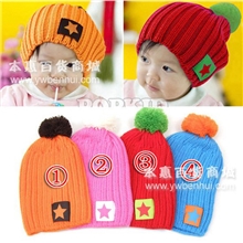 帽子批发爆款糖果色时尚五星贴标儿童帽(4色)_MZ0172