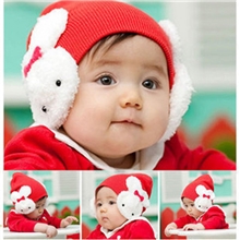 儿童帽子韩版超可爱小白兔造型双兔帽子护耳帽兔子