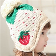 韩国儿童帽子草莓宝宝毛线帽男童女童针织帽韩版冬季童帽批发