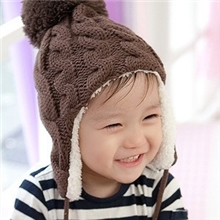 麻花护耳帽儿童毛线帽冬款宝宝毛绒帽婴儿帽子婴幼儿冬季童帽批发
