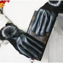 冬季新款毛球加绒保暖皮手套女士冬天骑行手套保暖皮手套批发