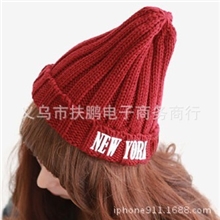 韩国赵敏英newyork字母尖尖情侣针织毛线帽子男女秋冬潮m147