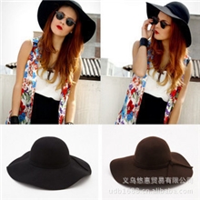 草帽批发小辣椒羊毛呢波浪帽法式女礼帽子大檐帽大沿帽M98