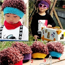 秋冬爆潮款假发帽洋气儿童针织潮帽子爆炸卷发款帽儿童帽批发