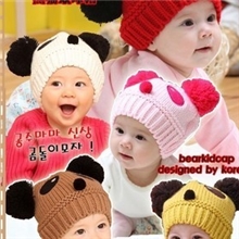 2012韩版秋冬新款超萌熊猫造型帽儿童帽子婴儿套头帽宝宝帽