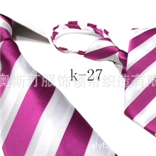 【厂家直销】100%优质进口涤纶丝提花涤丝拉链领带男士便捷领带