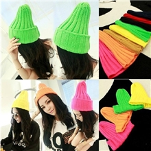 韩国官网同款荧光糖果色秋冬2013毛线帽子潮情侣针织帽男女尖尖帽