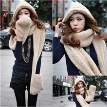 博欣J027热销韩版新款秋冬天女士围脖可爱加厚围巾帽子手套批发