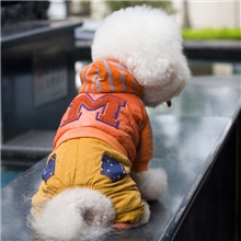 供应新款秋冬加厚雪花绒衣宠物带帽四脚衣狗狗衣服批发