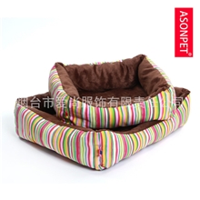 ASONPET宠物用品泰迪不可拆洗猫窝狗狗窝彩虹条宠物窝可配凉垫