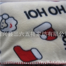 卡通印花毛毯/圣诞花形双面绒/三角针工艺毛毯